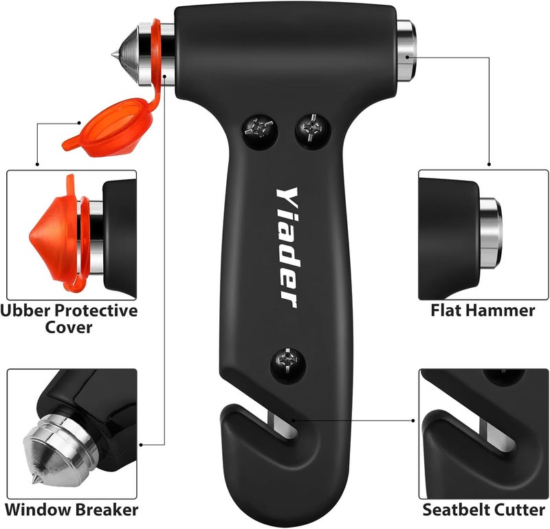 Yiader Store Car Window Breaker Tool, 3-in-1 Emergency Escape Tool with Window Breaker and Seat Belt Cutter, Safety Emergency Car Escape Tool for Car, Matte Black and Electroplating Silver - Image 3